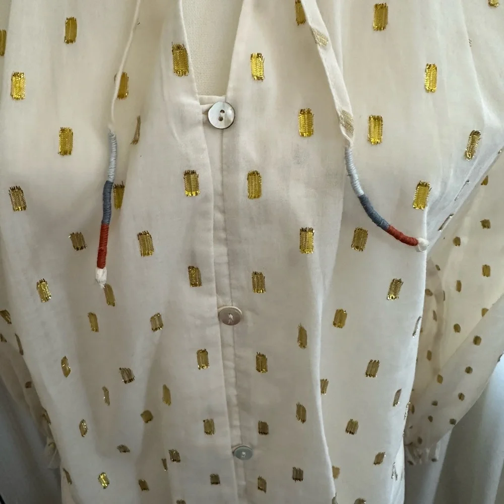 Anthropologie DOLAN off white tie blouse - Picture 9 of 11